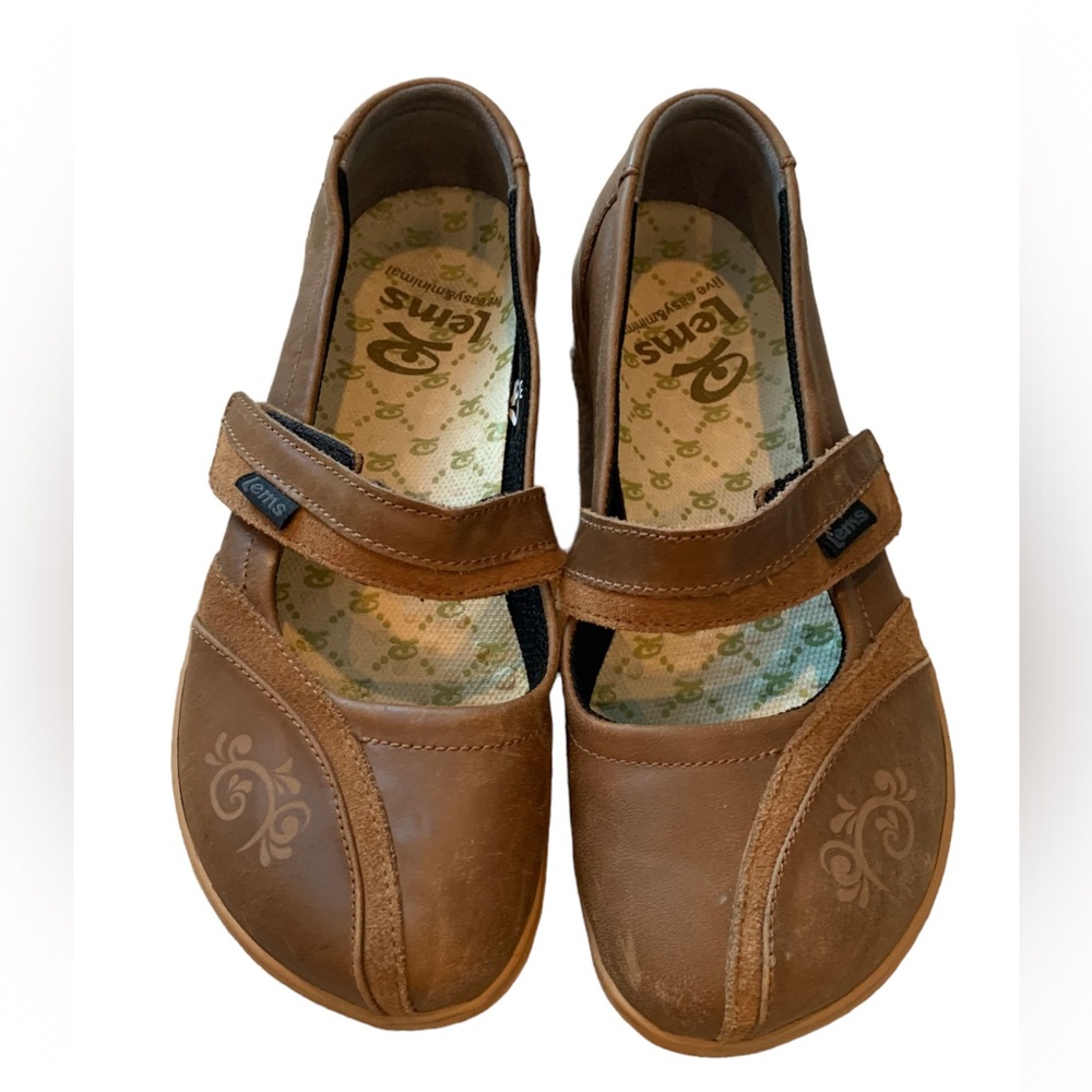Women's Lems Mary Jane shoes brown camel suede